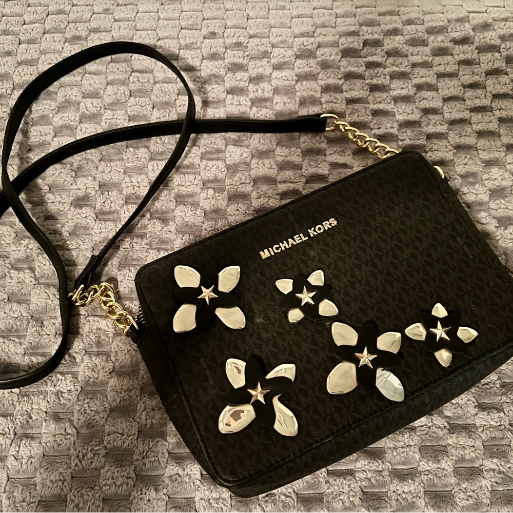 Michael Kors Leather Floral Crossbody Bag